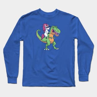 Cute Unicorn Riding T-Rex Long Sleeve T-Shirt